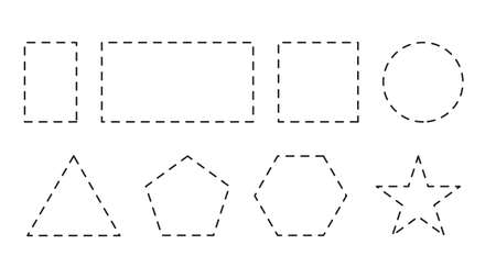 Set of different geometric shapes in the form of dotted lines. Vector illustrationの写真素材