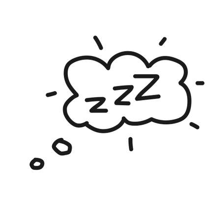 Hand drawn zzz sleep wave in cloud isolated on white background. Vector illustrationのイラスト素材