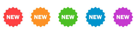 Set of labels "New" isolated on a white background. The concept is new. For use in advertising banners or posters. Vector illustrationのイラスト素材