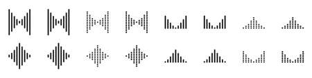 Equalizer waves. Sound waves set isolated on white background. Sound or music concept. Vector illustrationのイラスト素材