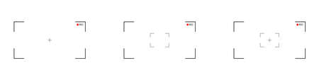 A set of camera recording interface viewfinders with digital focus and exposure settings. Camera...