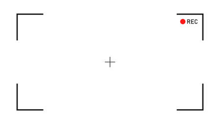 Camera recording interface viewfinder with digital focus and exposure settings. Camera frame viewfinder screen. Video recording concept. Vector illustrationのイラスト素材