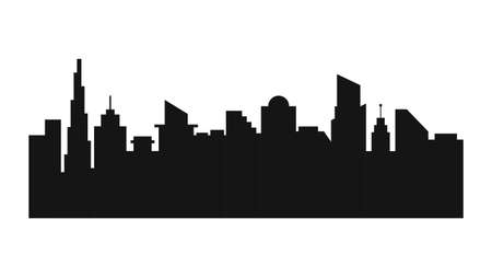 Gray silhouette of modern city skyline. City landscape. Vector illustration in flat styleのイラスト素材