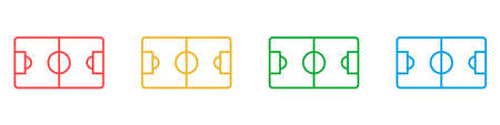 Set of soccer field icons of different color isolated on white background. The concept of a popular sports game. Vector illustrationのイラスト素材