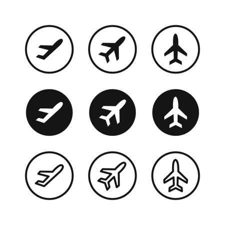 Aircraft icons set. Airport and air transport concept. Vector illustrationのイラスト素材