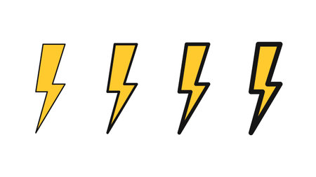 Set of lightning bolts isolated on a white background. Electric discharge or anger concept. Vector illustrationのイラスト素材