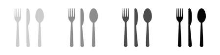 Cutlery set isolated on white background. Fork, knife and tablespoon. Vector illustrationのイラスト素材