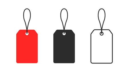 Set of icons of paper price tags or gift tags isolated on white background. Vector illustrationのイラスト素材