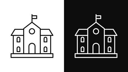 School building icons. Place of education for children. Vector illustrationのイラスト素材