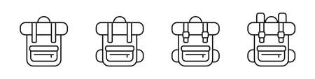 Backpacks icons set in linear style isolated on white background. Backpacks for school or hiking. Vector illustrationの写真素材