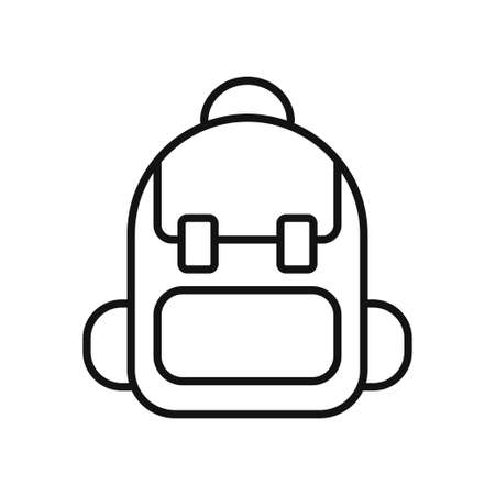Backpack icon in linear style isolated on white background. Backpack for school or hiking. Vector illustrationの写真素材