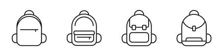 Backpacks icons set in linear style isolated on white background. Backpacks for school or hiking. Vector illustrationの写真素材