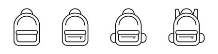 Backpacks icons set in linear style isolated on white background. Backpacks for school or hiking. Vector illustrationの写真素材
