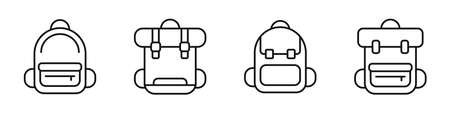 Backpacks icons set in linear style isolated on white background. Backpacks for school or hiking. Vector illustrationの写真素材
