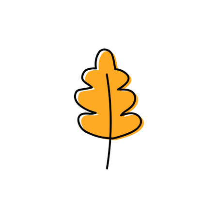 Hand-drawn autumn leaf isolated on white background. Vector illustrationのイラスト素材