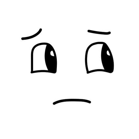 Sad and frustrated hand-drawn emoticon isolated on white background. Doodle style. Vector illustrationのイラスト素材