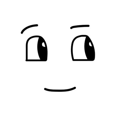Smiling cute hand-drawn emoticon isolated on white background. Doodle style. Vector illustrationのイラスト素材