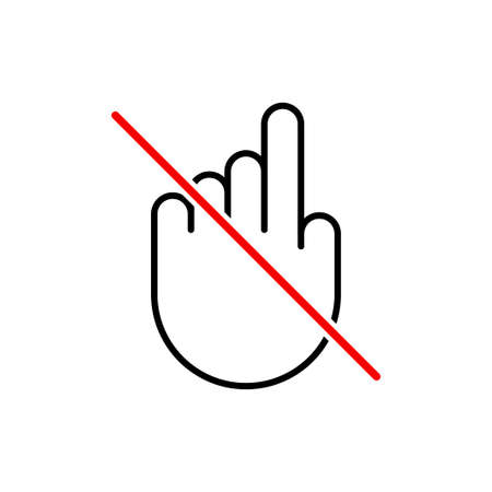 Do not touch icon. Prohibition sign on the hand. Vector illustrationのイラスト素材
