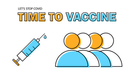 Time to vaccinate. Immunization. Fighting COVID-19. Vector illustrationのイラスト素材