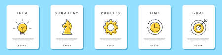 Business strategy. Step-by-step plan for business. Idea, strategy, process, time and goal. Vector illustrationのイラスト素材