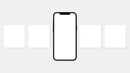 Smartphone post mockup. Social media carousel. Vector illustrationのイラスト素材
