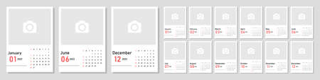 Calendar 2022 isolated on a white background. Week starts on Sunday. Vector illustrationのイラスト素材