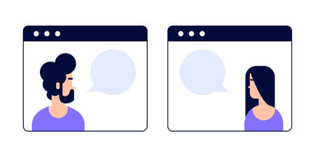 Video call. Online meeting or training. Online conference. Flat style. Vector illustrationのイラスト素材