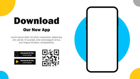Mobile App. Download app. Banner page for downloading a mobile application. Smartphone blank screen for your applications. Vector illustrationのイラスト素材