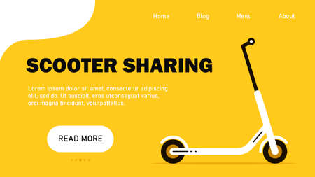Scooter sharing. Banner Page. Electric scooter. Flat style. Vector illustrationのイラスト素材