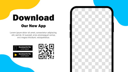 Mobile App. Download app. Banner page for downloading a mobile application. Smartphone blank screen for your applications. Vector illustrationのイラスト素材