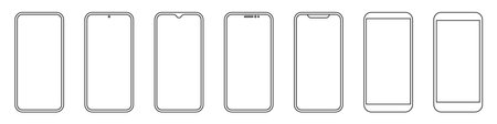 Smartphone mockups. Smartone set. Front view. Vector illustrationのイラスト素材