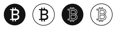 Bitcoin icons. BTC. Mining cryptocurrency. Banner on the theme of digital money. Vector illustrationのイラスト素材