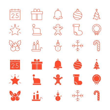 Set of Christmas icons. Decorations for Christmas and New Years. Vector illustrationのイラスト素材