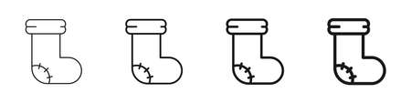 Set of Christmas socks. Christmas stockings icons. Christmas decorations. Vector illustrationのイラスト素材