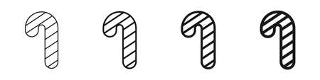Christmas candy cane icons set. Christmas sweets and decorations. Vector illustrationのイラスト素材