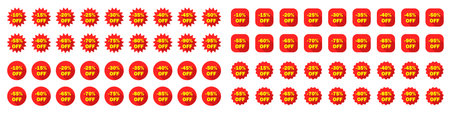 Big set of labels of discounts. Sales. Shopping Day Promotional Offer. Advertising marketing. Vector illustration.のイラスト素材