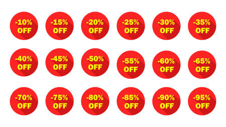 Big set of labels of discounts. Sales. Shopping Day Promotional Offer. Advertising marketing. Vector illustration.のイラスト素材
