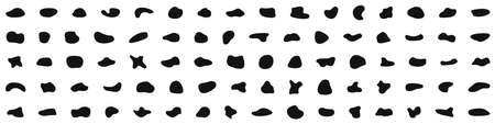 Set of splashes and puddles. Spilled black liquid. Vector illustrationのイラスト素材