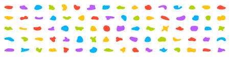 Set of splashes and puddles. Spilled liquids of different colors. Vector illustrationのイラスト素材