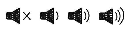 Sound volume icon. Volume level. Icon drawn by hand. Music, sound or audio concept. Vector illustrationのイラスト素材