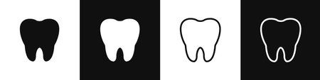 Teeth icons set. Dentistry. Dental treatment in a dental clinic. Vector illustrationのイラスト素材