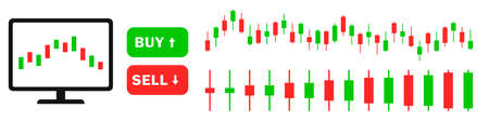 Trading. Stock trading. Stock market candlestick chart or forex trading chart. Online analysis for investments. Financial analytics. Vector illustrationのイラスト素材