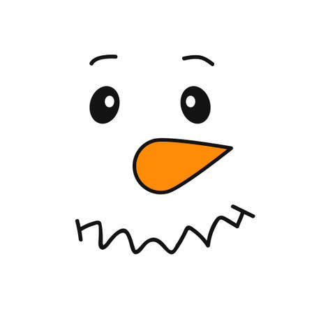 Bad emotions on the face of the snowman. The snowman is at a loss. Vector illustrationのイラスト素材
