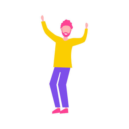 Dancing man. Party. Smiling young guy at a dance party. Flat style. Vector illustrationのイラスト素材