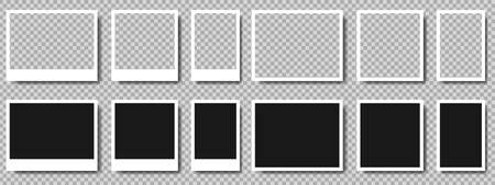 Realistic set of empty photo frames mockups. Collection of retro photo frames. Vector illustration.の写真素材