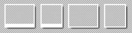 Realistic set of empty photo frames mockups. Collection of retro photo frames. Vector illustration.のイラスト素材