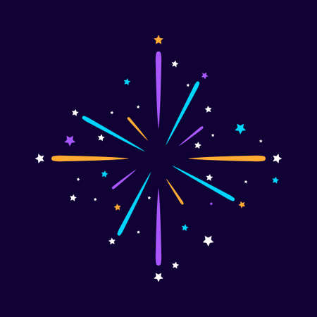 Fireworks. Salute for holidays and parties. Vector illustration.のイラスト素材