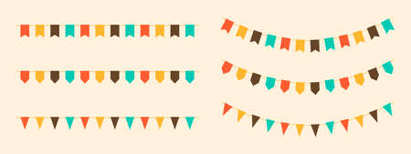 Set of festive flags. Decorative flags. Decoration for festival, birthday or other holidays. Vectorのイラスト素材