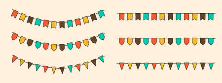 Set of festive flags. Decorative flags. Decoration for festival, birthday or other holidays. Vectorのイラスト素材