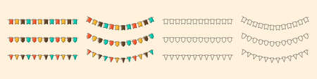 Set of festive flags. Decorative flags. Decoration for festival, birthday or other holidays. Vectorのイラスト素材